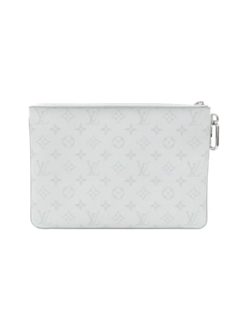 Louis Vuitton White Monogram Logo Zipped Pouch GM